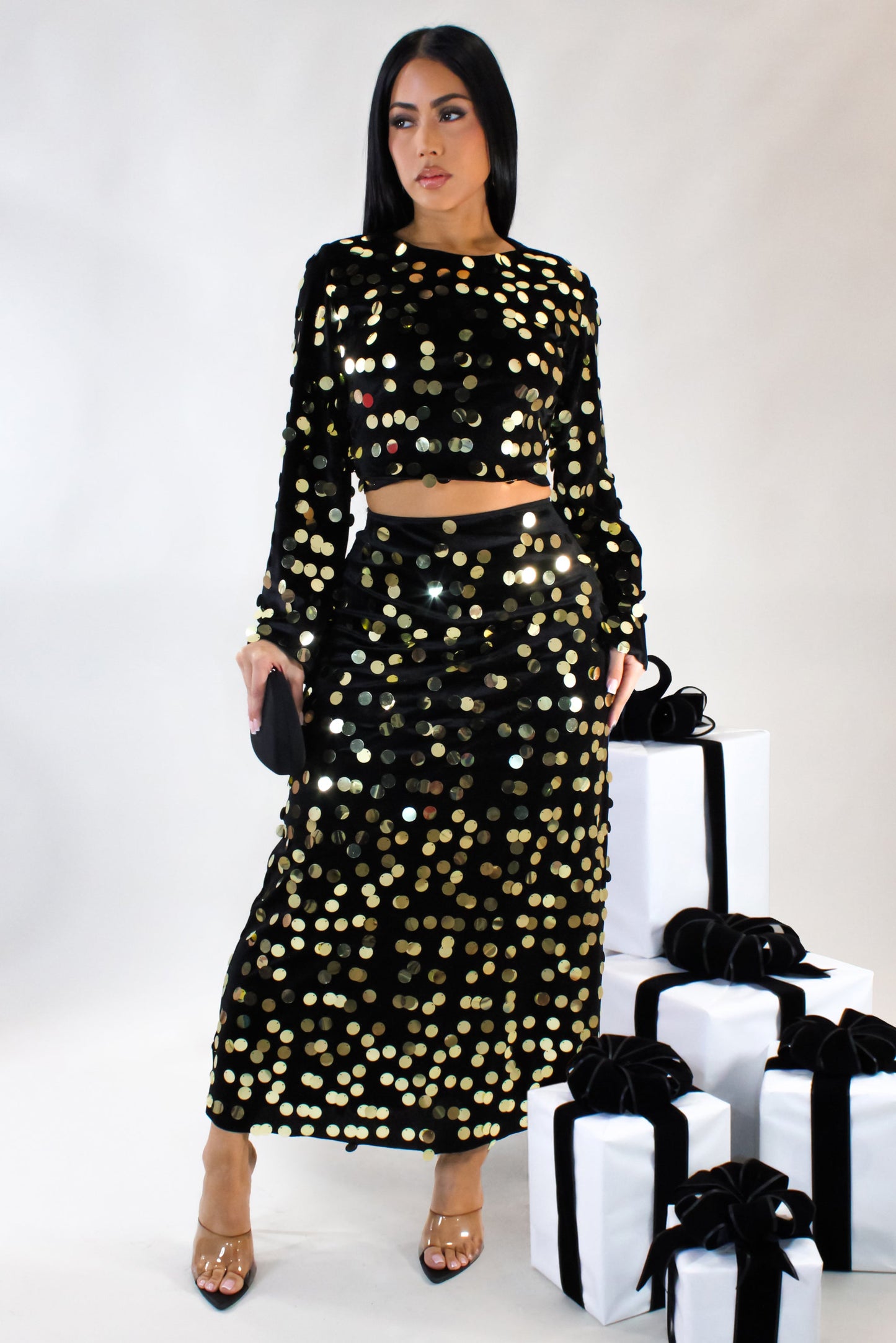 City of Dreams Skirt Set- Gold