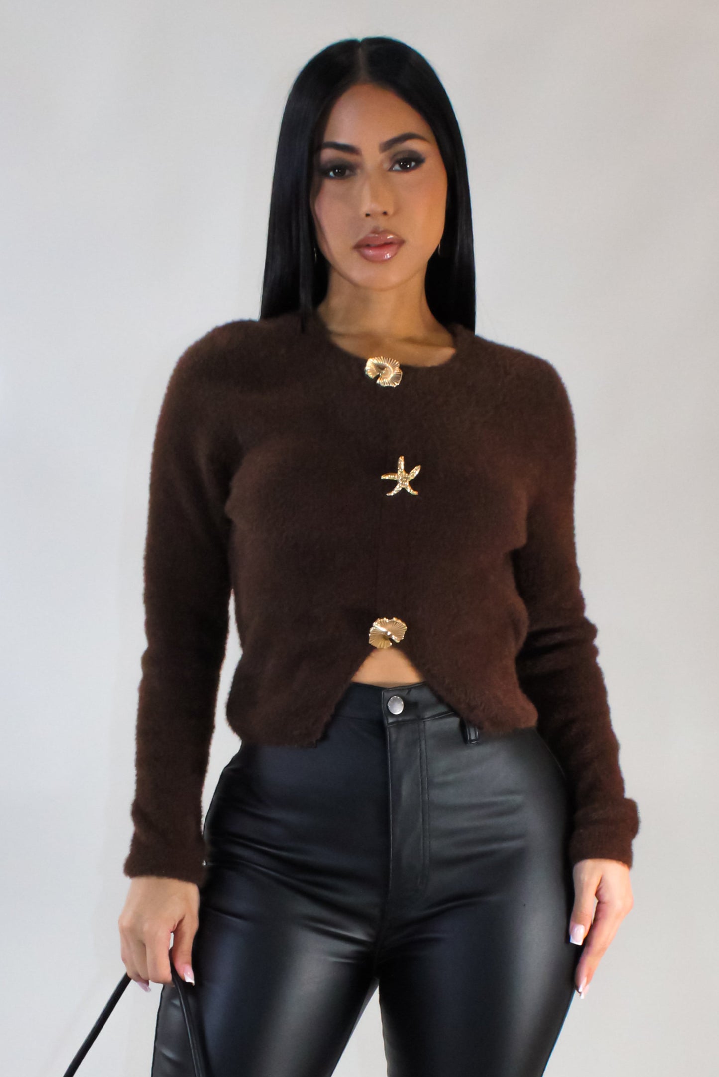 Seascape Long Sleeve Comfy Top- Brown