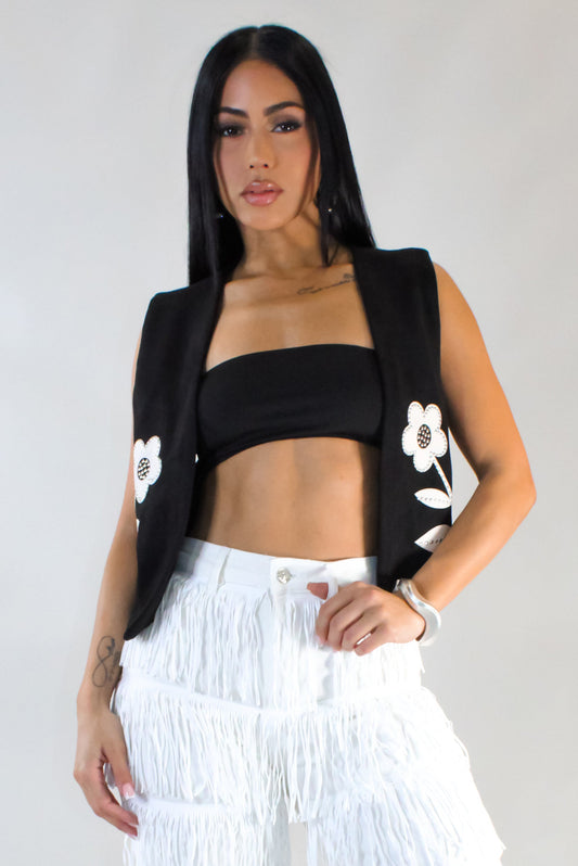 Flower Petal Vest- Black