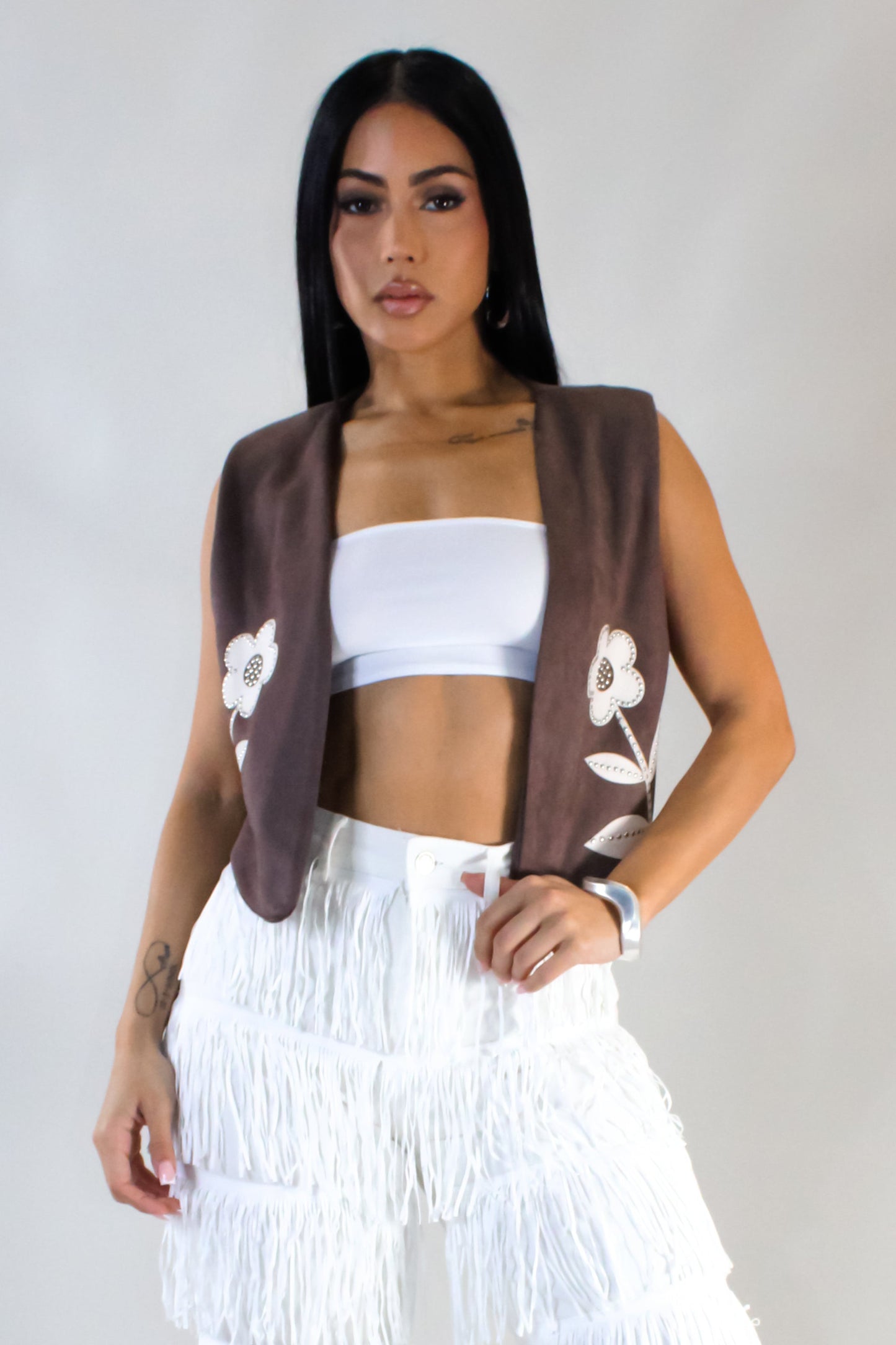 Flower Petal Vest- Brown