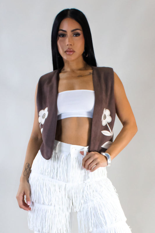 Flower Petal Vest- Brown