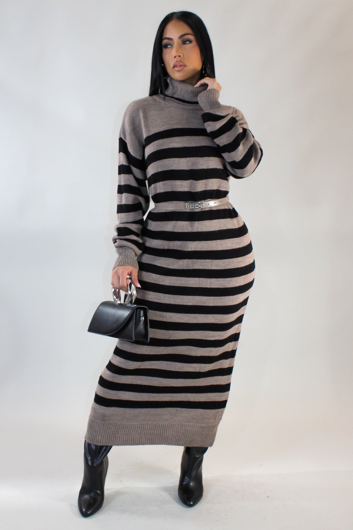 Cozy Up Wool Dress- Brown