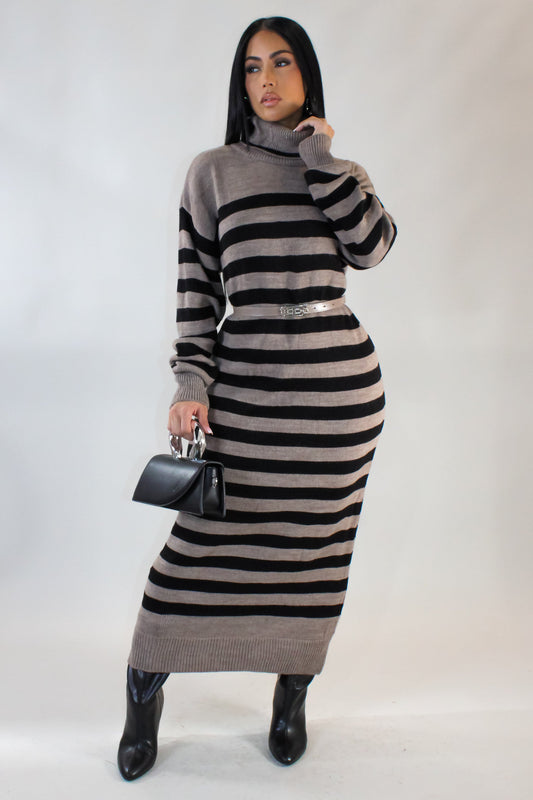 Cozy Up Wool Dress- Brown