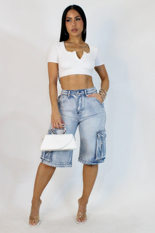 Pearls Over Stars Bermuda Shorts