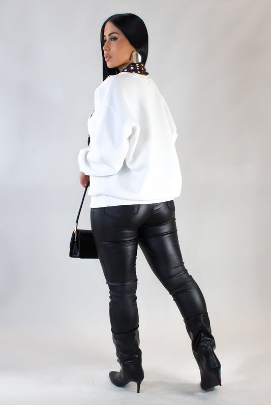 Cozy Up Sweater w/ Scarf- White