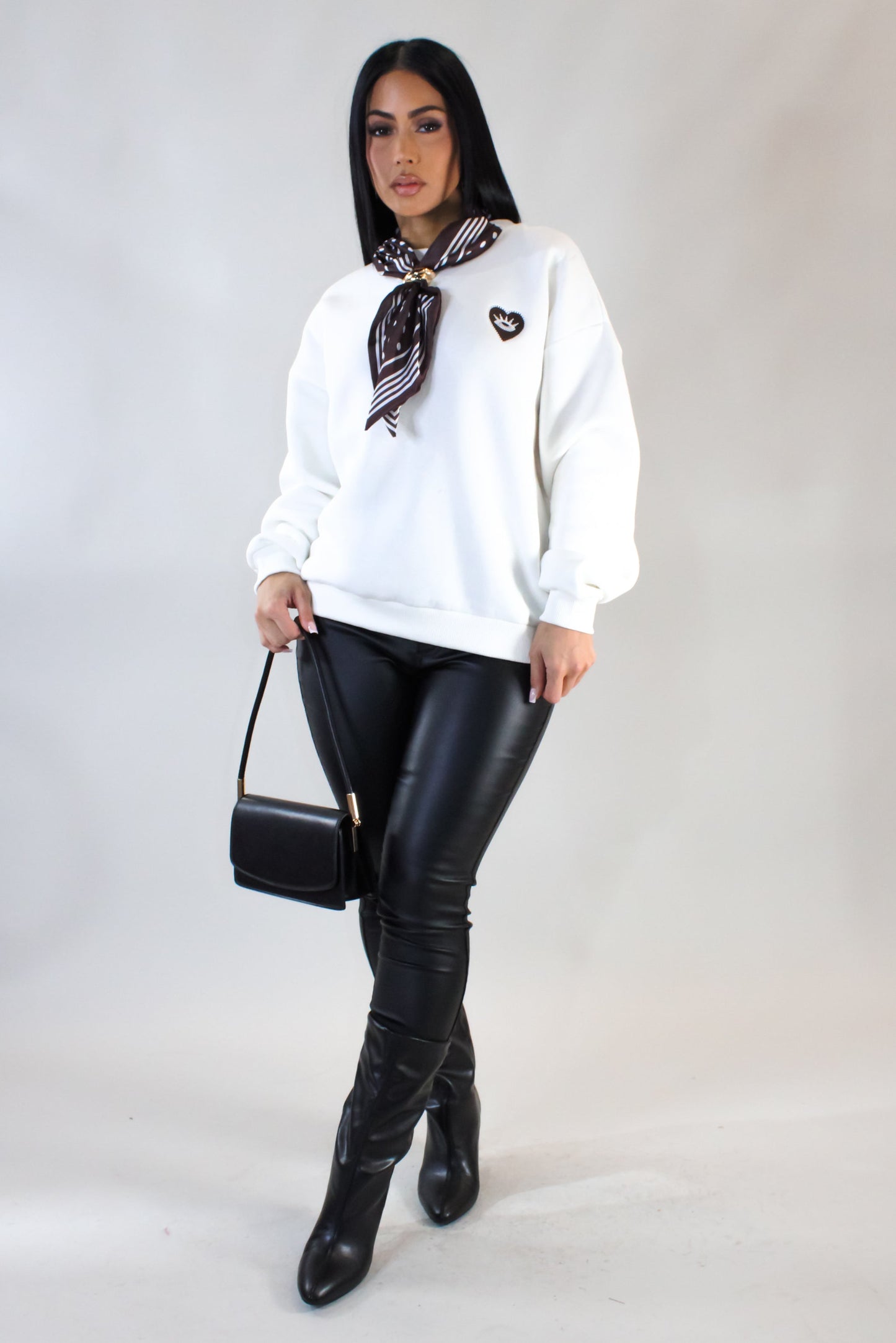 Cozy Up Sweater w/ Scarf- White