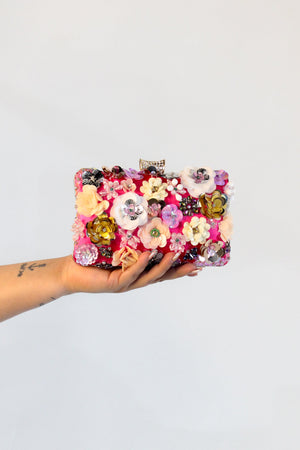 Embellished Clutch Bag- Rose