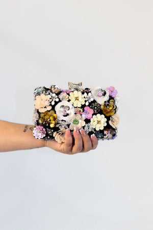 Embellished Clutch Bag- Black