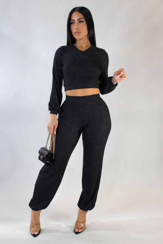 In Motion Pants Set- Black