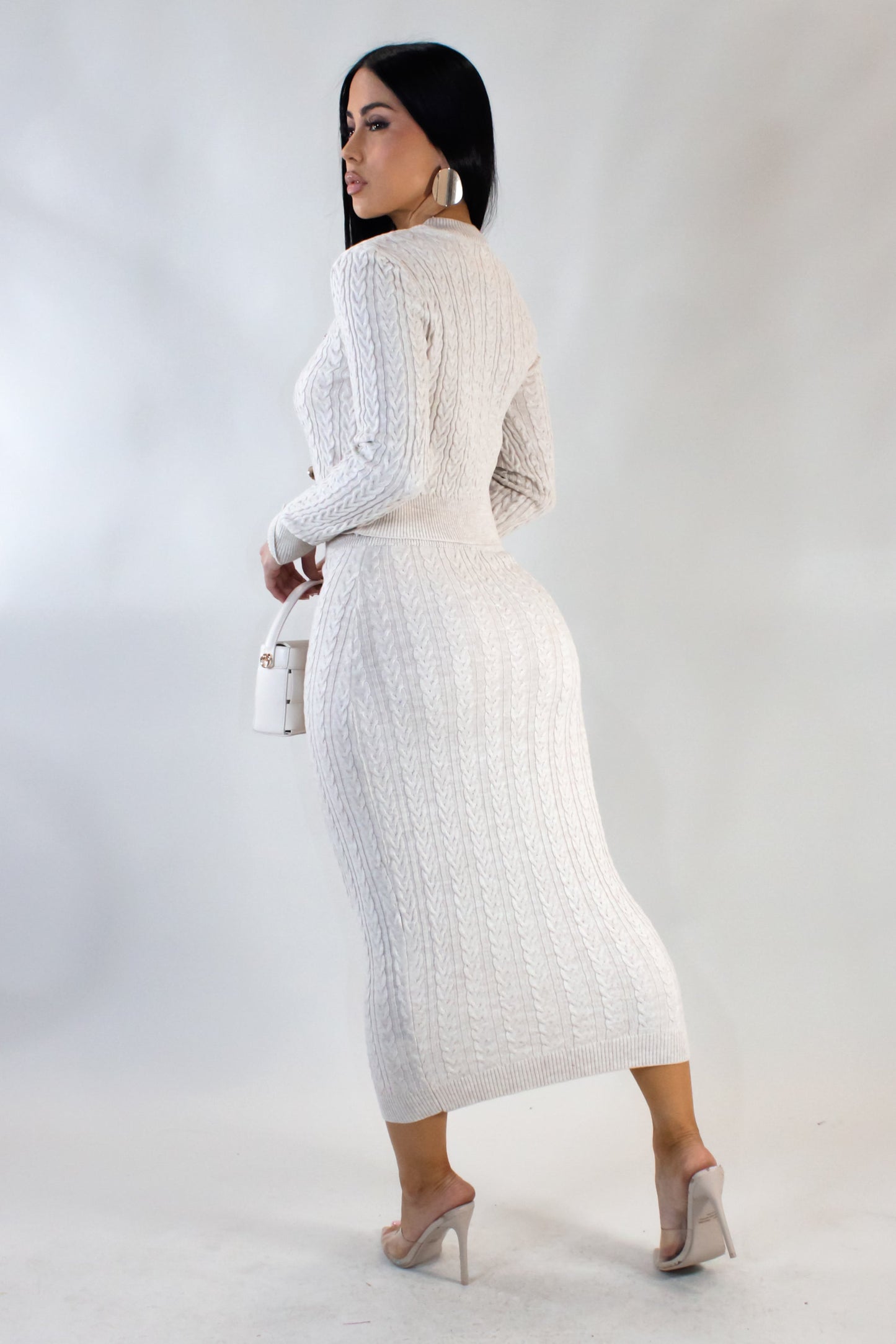 Knit Skirt Set- Beige