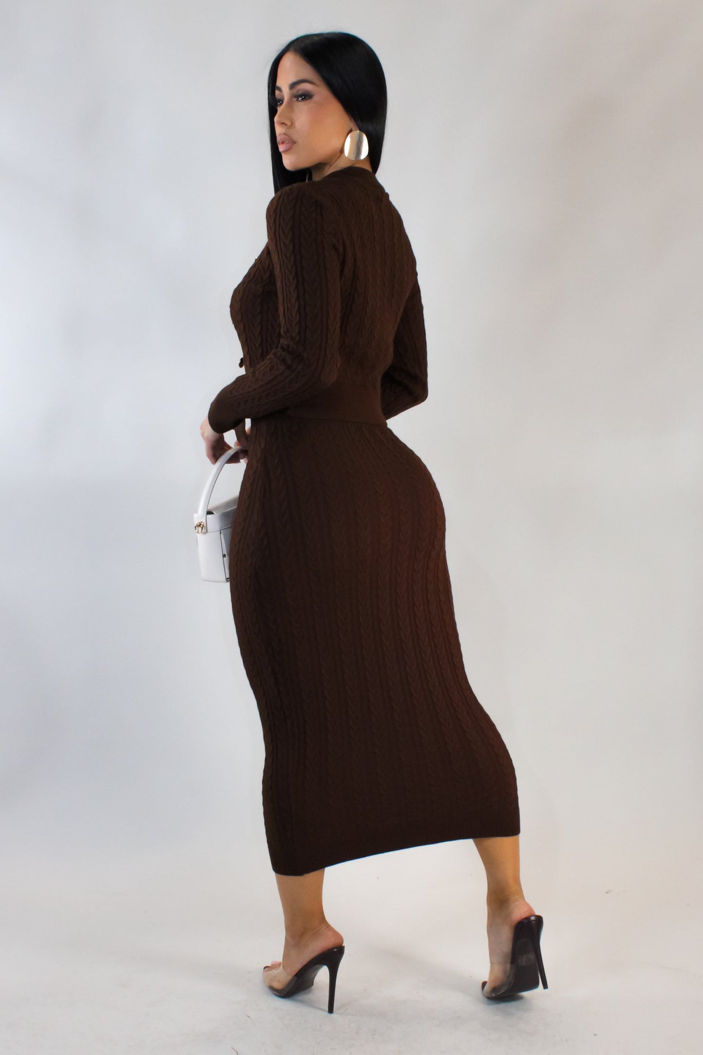 Knit Skirt Set- Brown