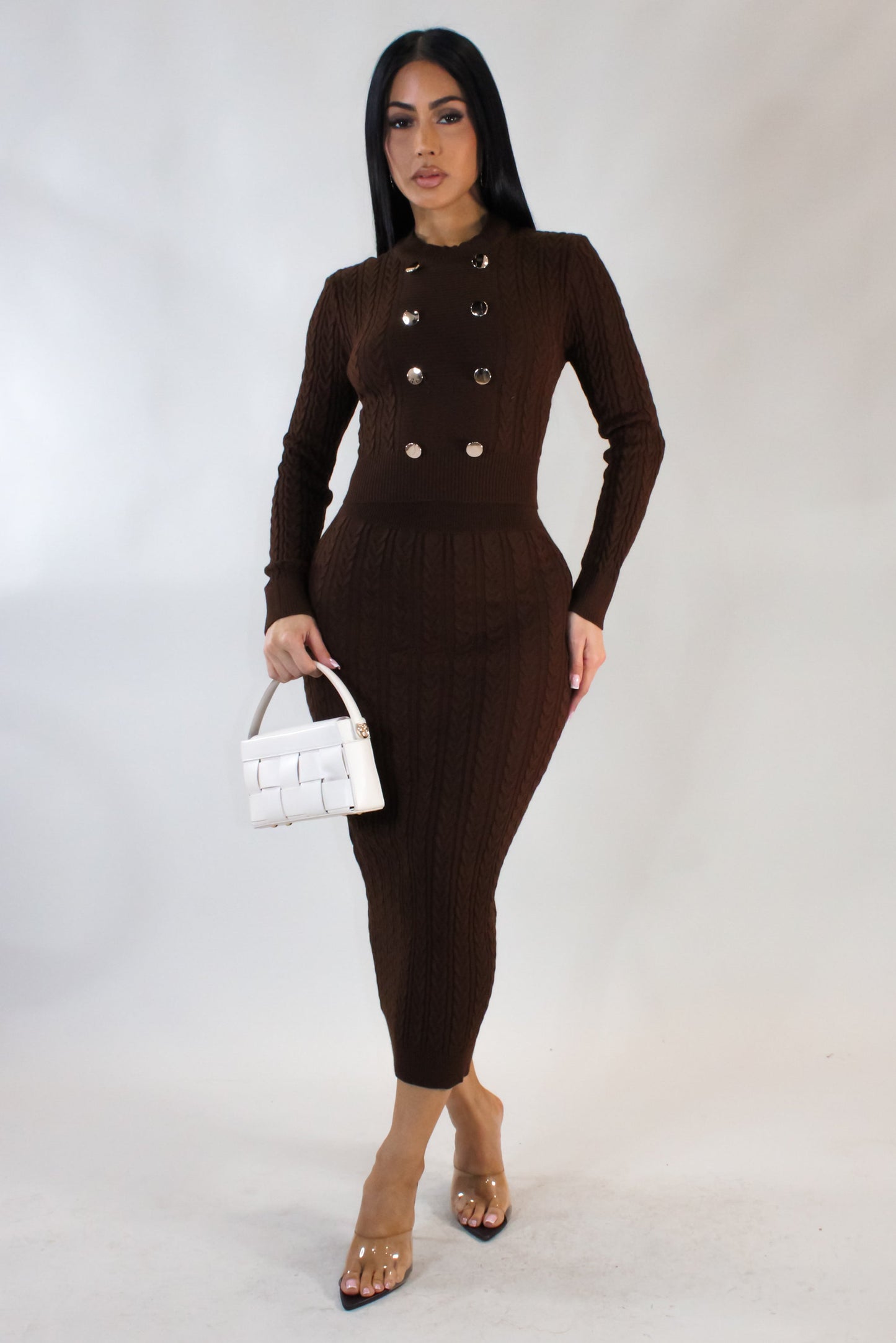 Knit Skirt Set- Brown