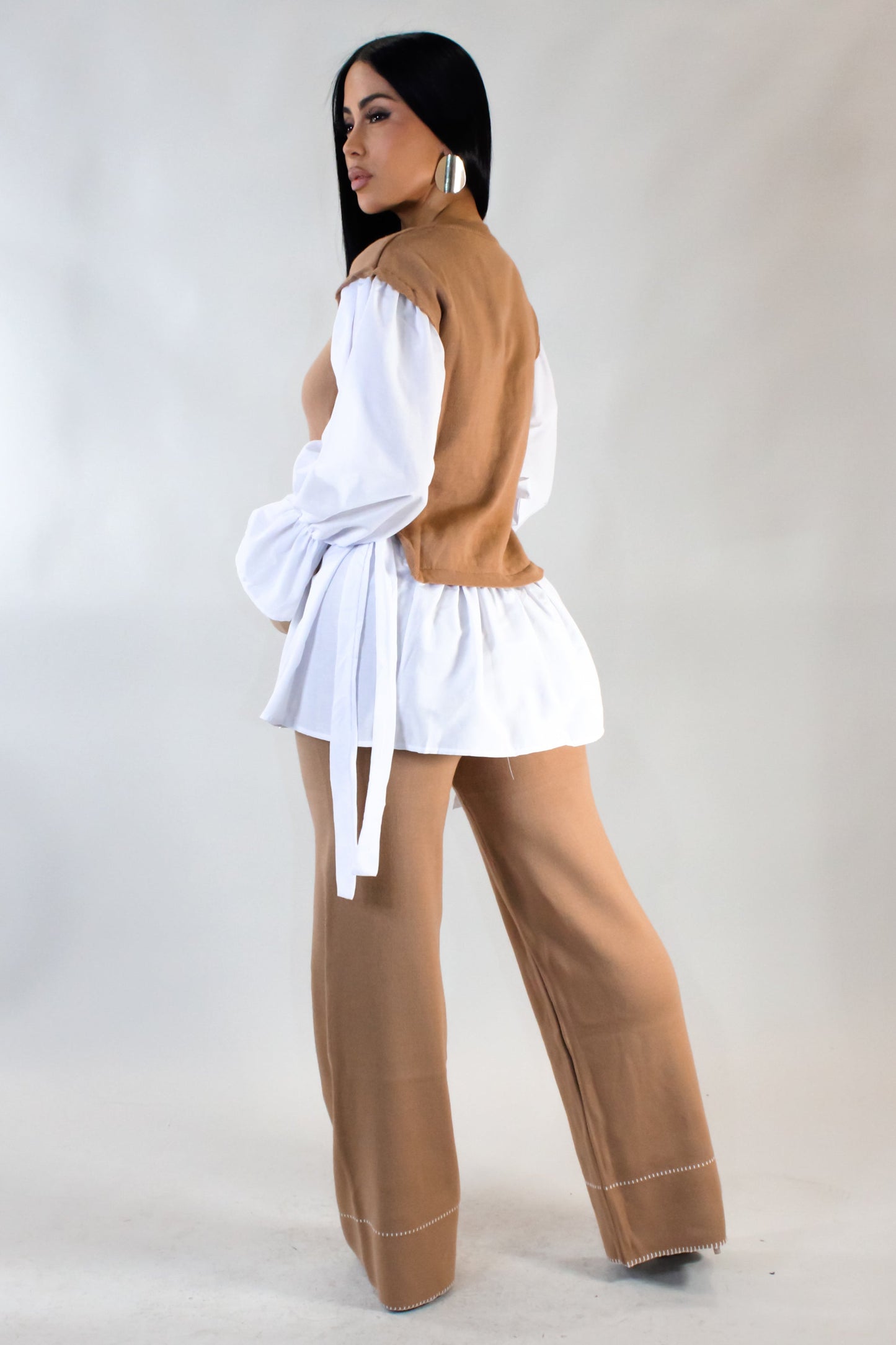 Knit Shirt Pants Set- Brown