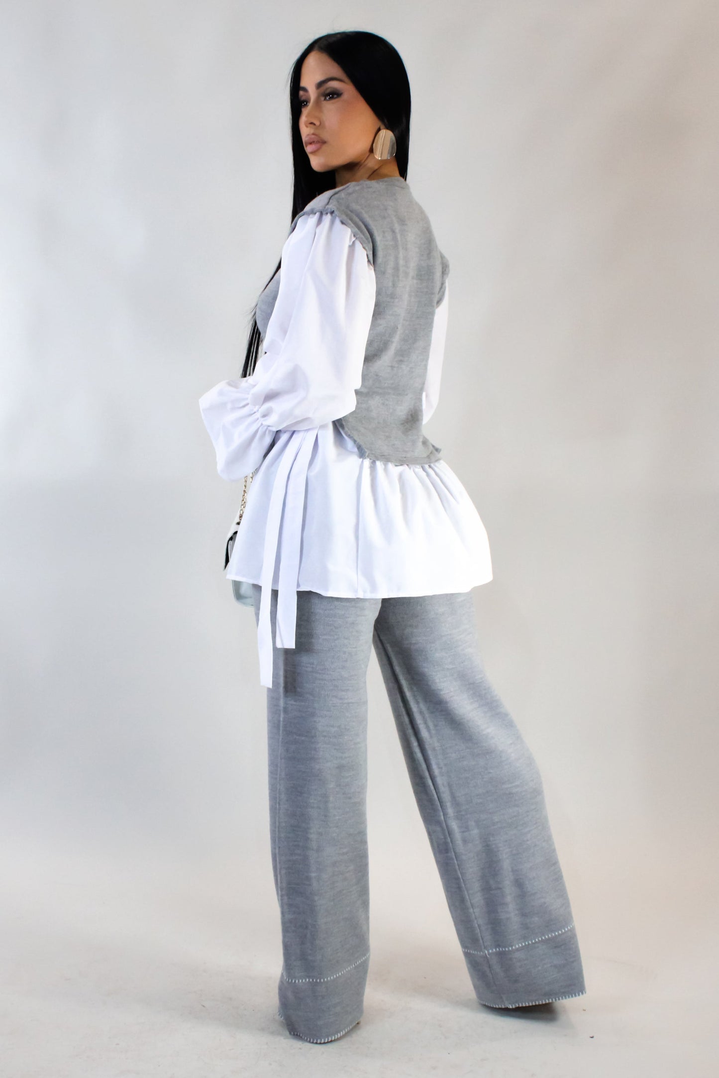 Knit Shirt Pants Set- Grey