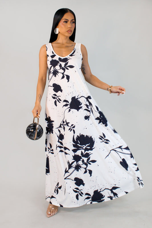 Dark Flower Modest Maxi Dress
