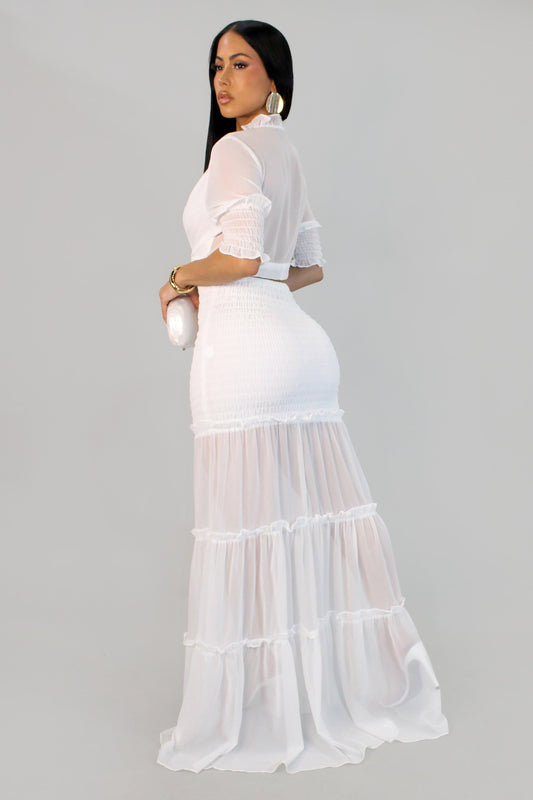 Lily on Vacation Resort Wear Skirt Set (2-Way Wear)- White