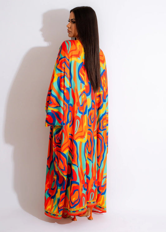 High Waist Shorts & Kimono Set