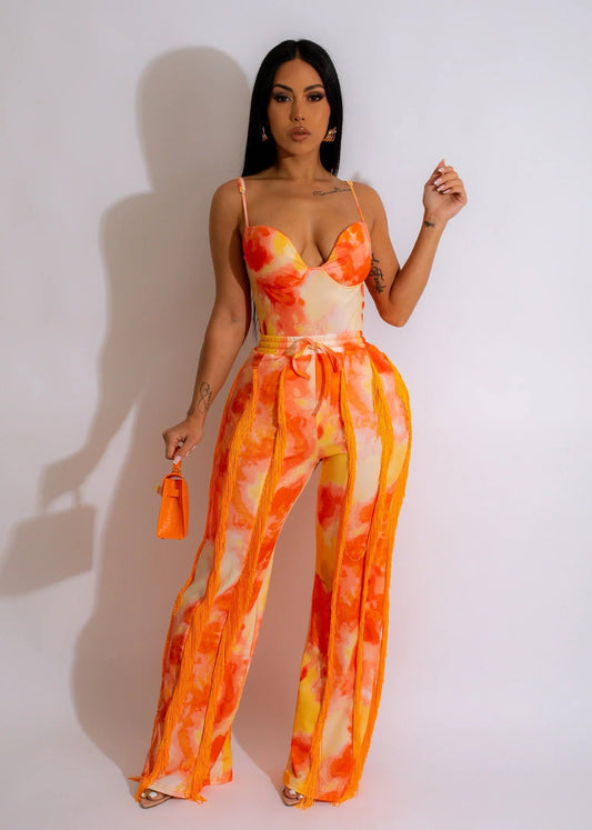 Sunset Fringe Pants & Bodysuit Top Set