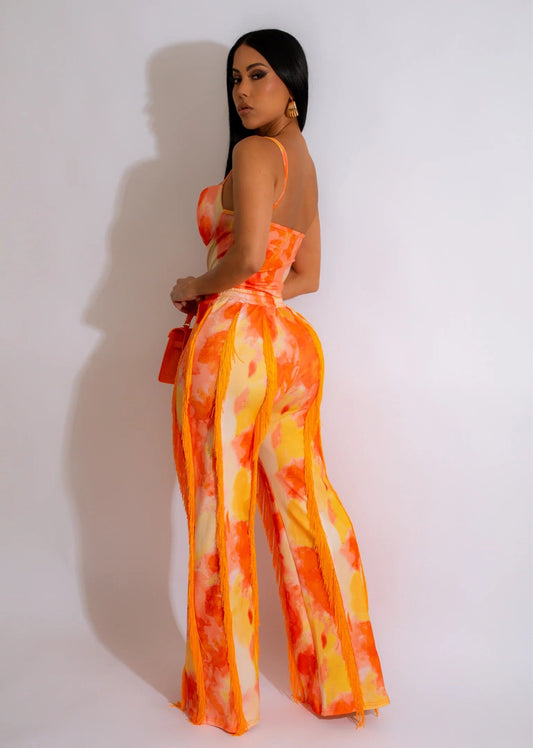 Sunset Fringe Pants & Bodysuit Top Set