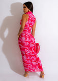 Pink Swirl Midi Dress