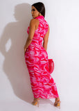 Pink Swirl Midi Dress