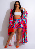 High Waist Shorts & Kimono Set