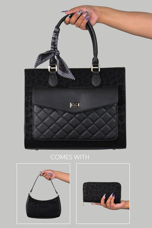 3-Piece Clarisa Bag Set- Black