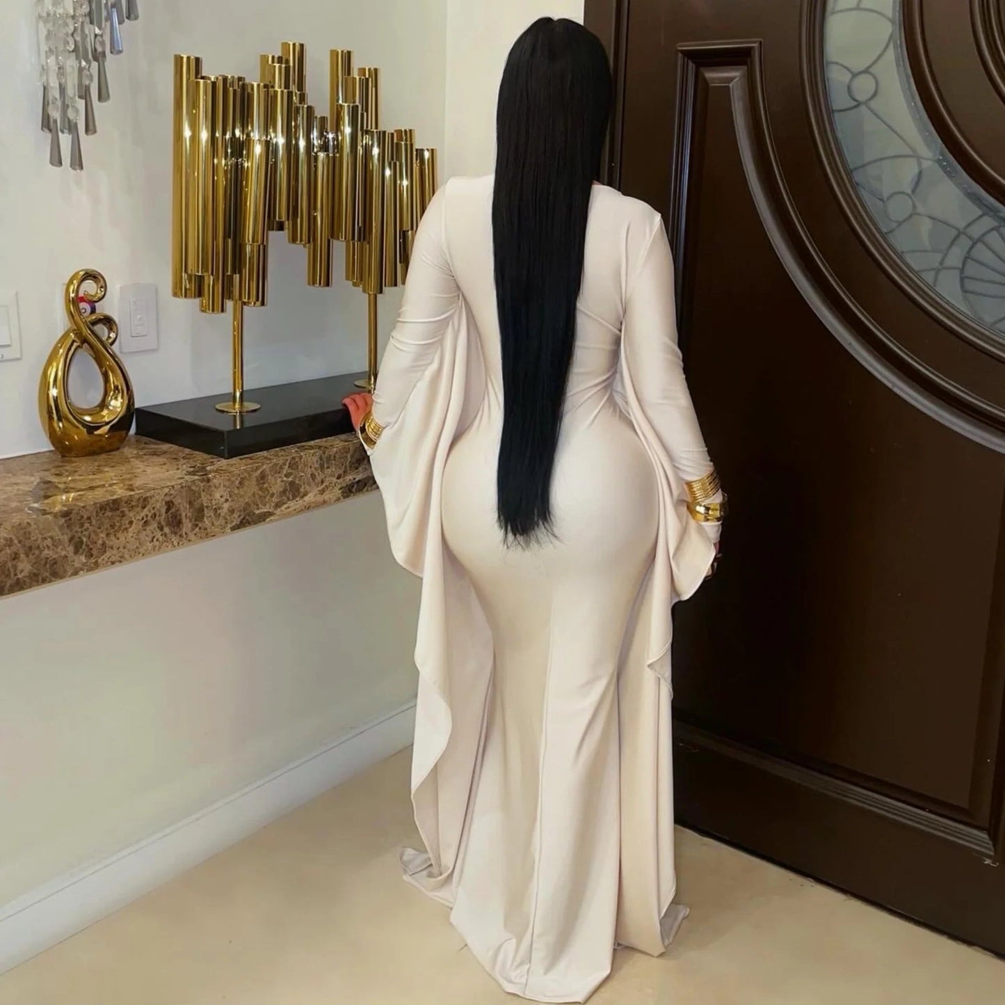 Batwing Sleeve Maxi Dress- Ivory
