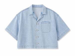 Vintage Wash Boxy Cropped Lyocell Shirt for Women