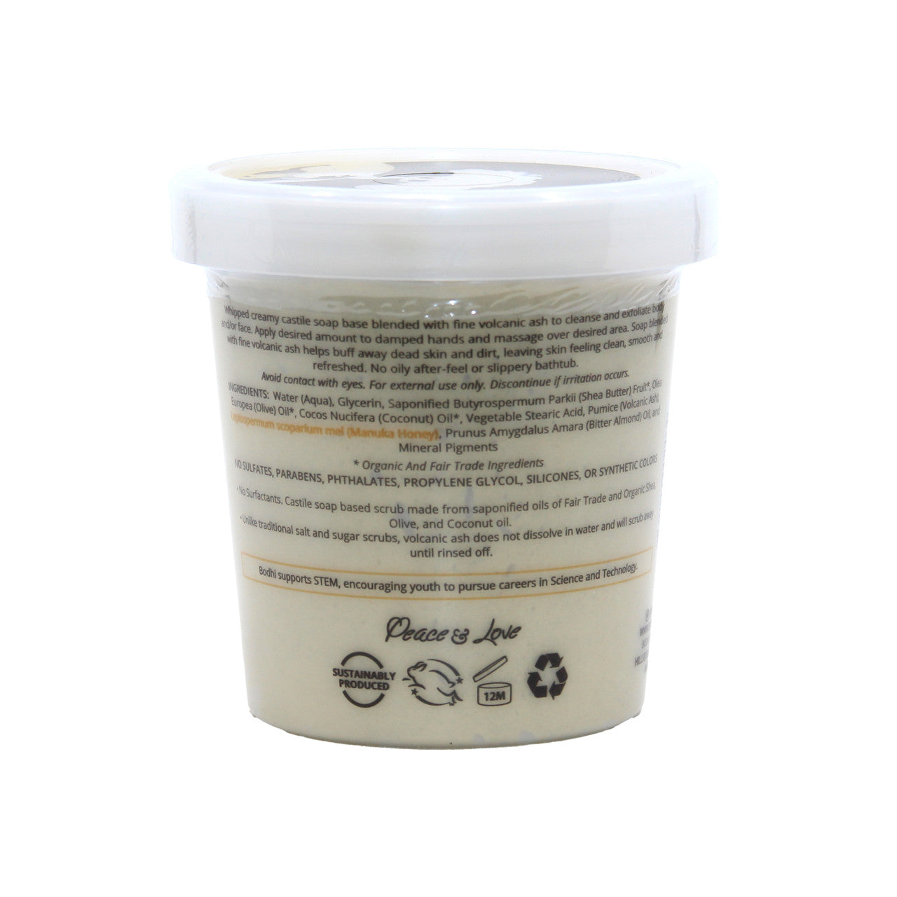 Bodhi: Whipped Soap Body Scrub (Volcanic Ash) Almond Honey - 14 oz