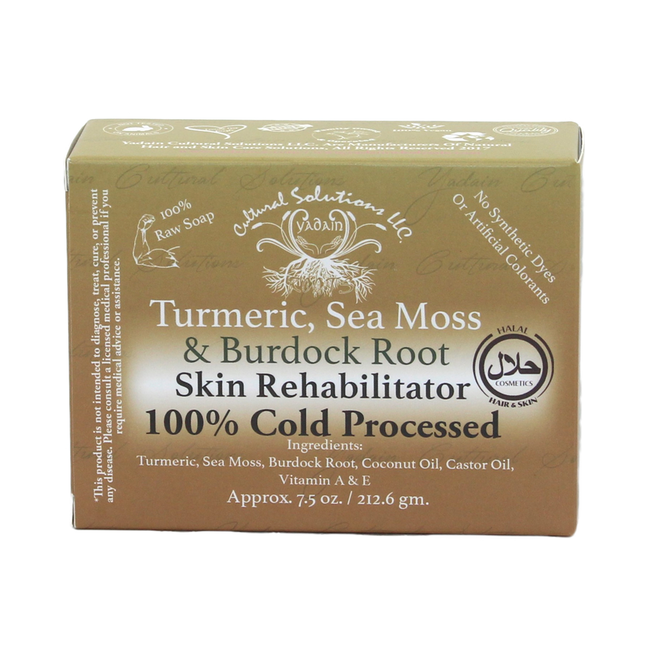 Turmeric Sea Moss Burdock Root Skin Rehabilitator Raw Soap - 7 oz