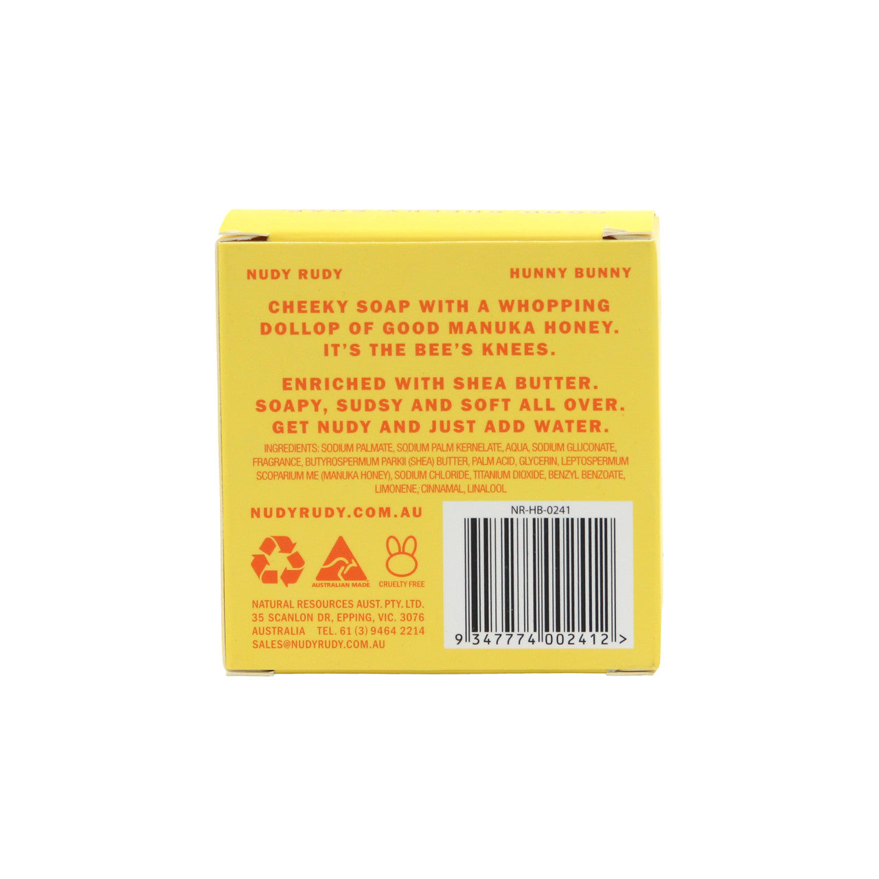 Nudy Rudy Bar Soap- Manuka Honey & Shea Butter