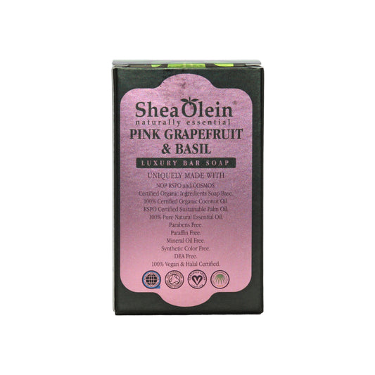 Shea Olein Luxury Bar Soap: Pink Grapefruit & Basil- 8 oz