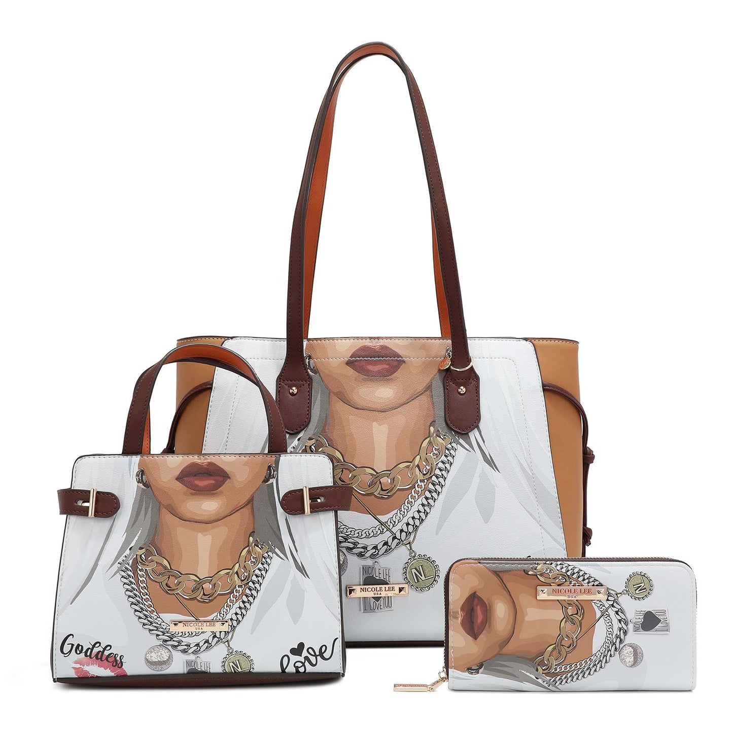 Authentic Nicole Lee "Goddess of Love" 3 Piece Bag Set