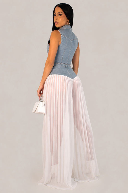 Sheer Pleated Pants Set #1