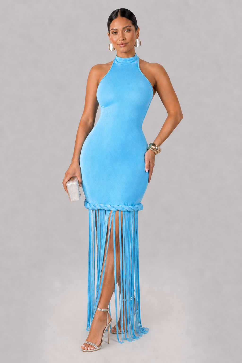 Sky Seduction Tassel Dress- Blue