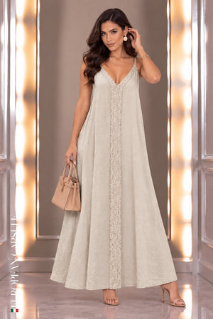 Italian Linen Beilla Dress- Cream