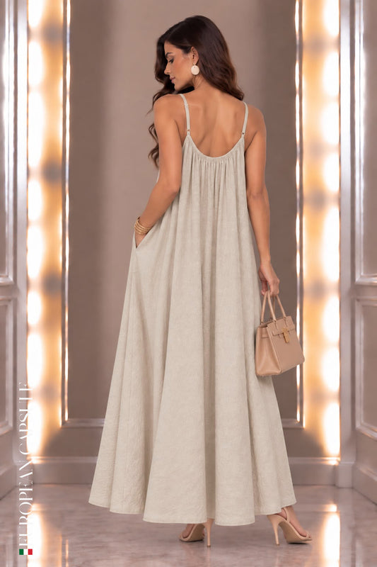 Italian Linen Beilla Dress- Cream