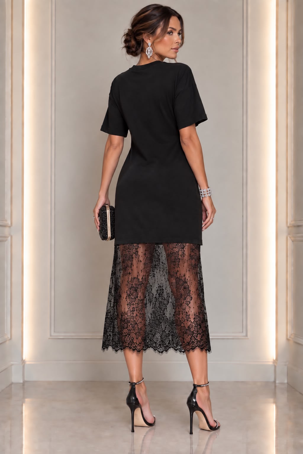 Solid & Lace Black Dress