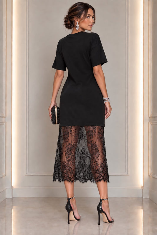 Solid & Lace Black Dress