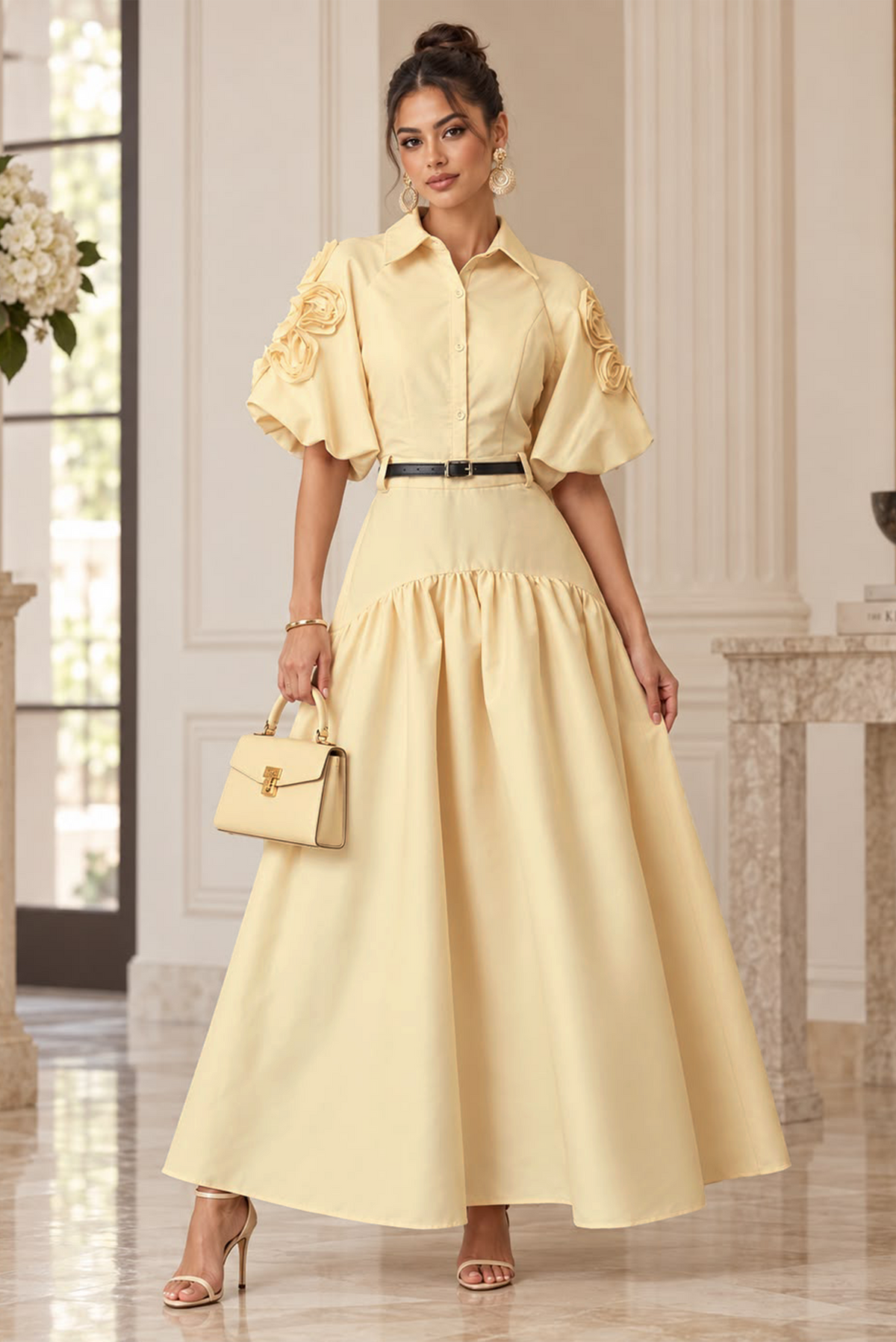 Aveline Modest Dress-Cream