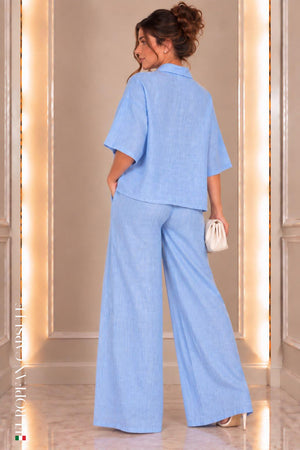 Italian Linen Napoli Pants- Blue