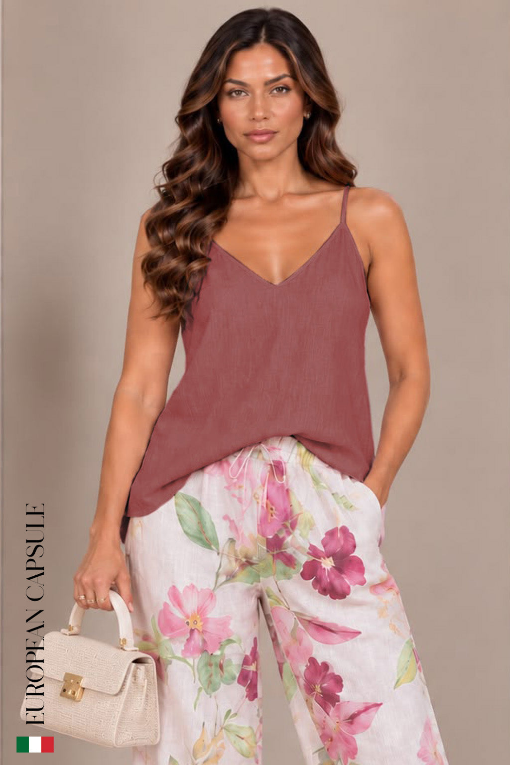 Italian Linen Monza top- Mauve