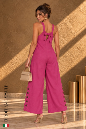 Italian Linen Savona Jumpsuit- Pink