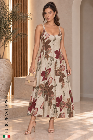 Italian Linen Cagliari Dress- Floral Print