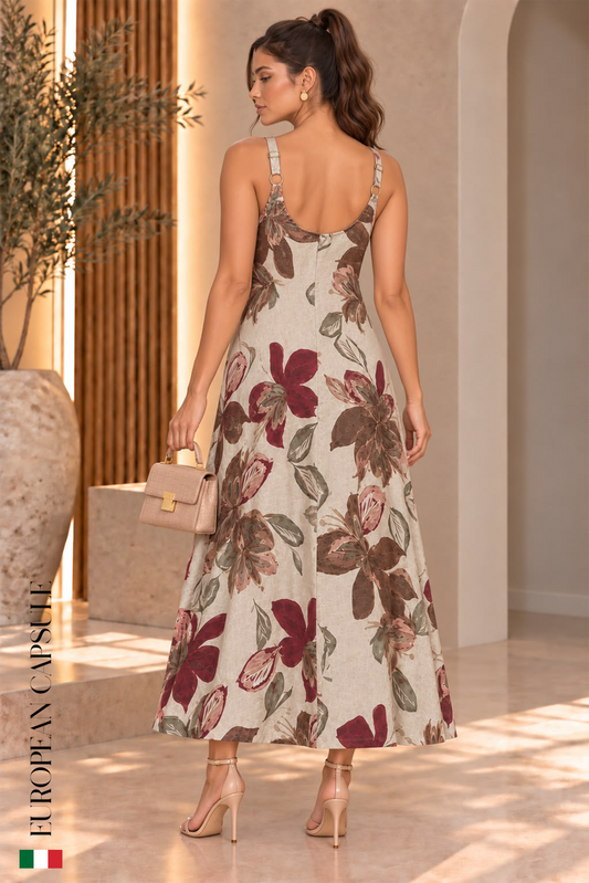 Italian Linen Cagliari Dress- Floral Print