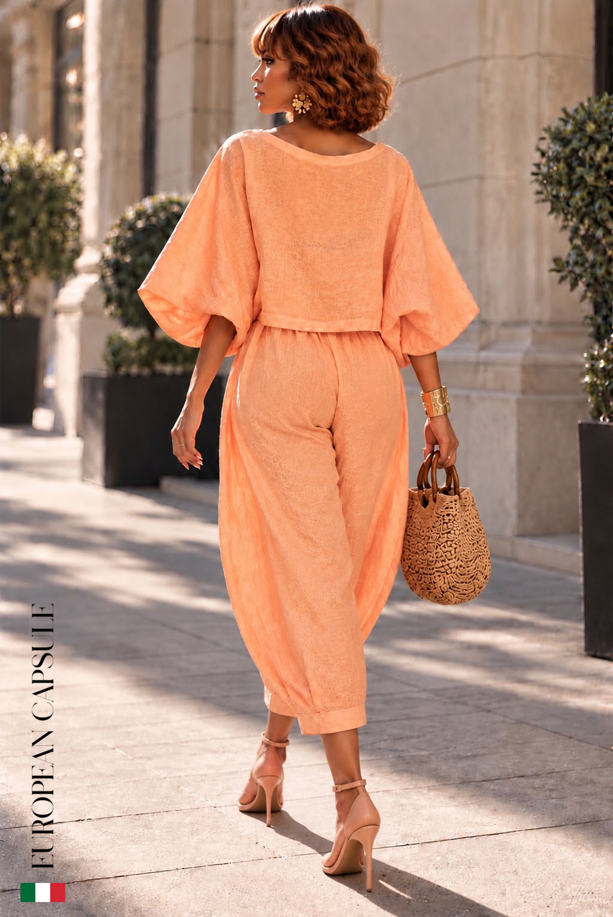 Italian Linen Sogno Ki Camelie Pants- Orange