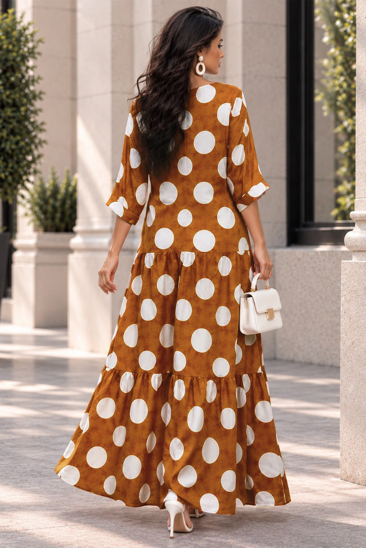 Jazz Maxi Dress- Camel/White