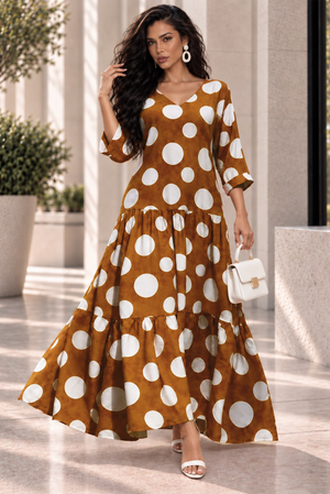 Jazz Maxi Dress- Camel/White