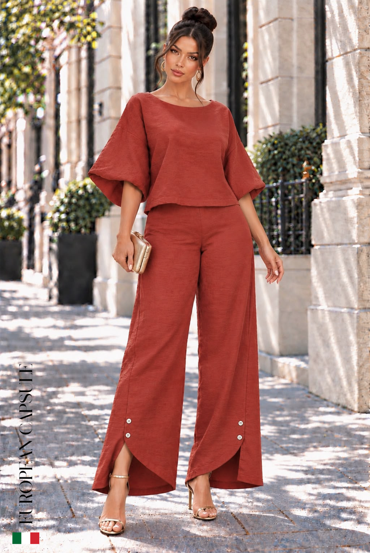 Italian Linen Brezza Toscana Pants- Red